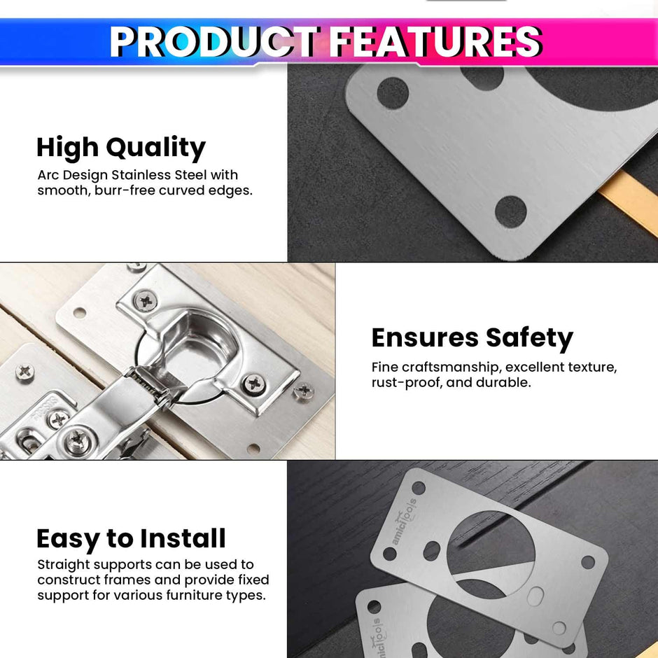 Hinge Repair Plate|Stainless Steel (SS202) Door Hinges|Fix Loose Cabinet Hinges|8 Pcs of Hinge Cup Repair Plate with Screws amiciKart c0tmiz-hs.myshopify.com