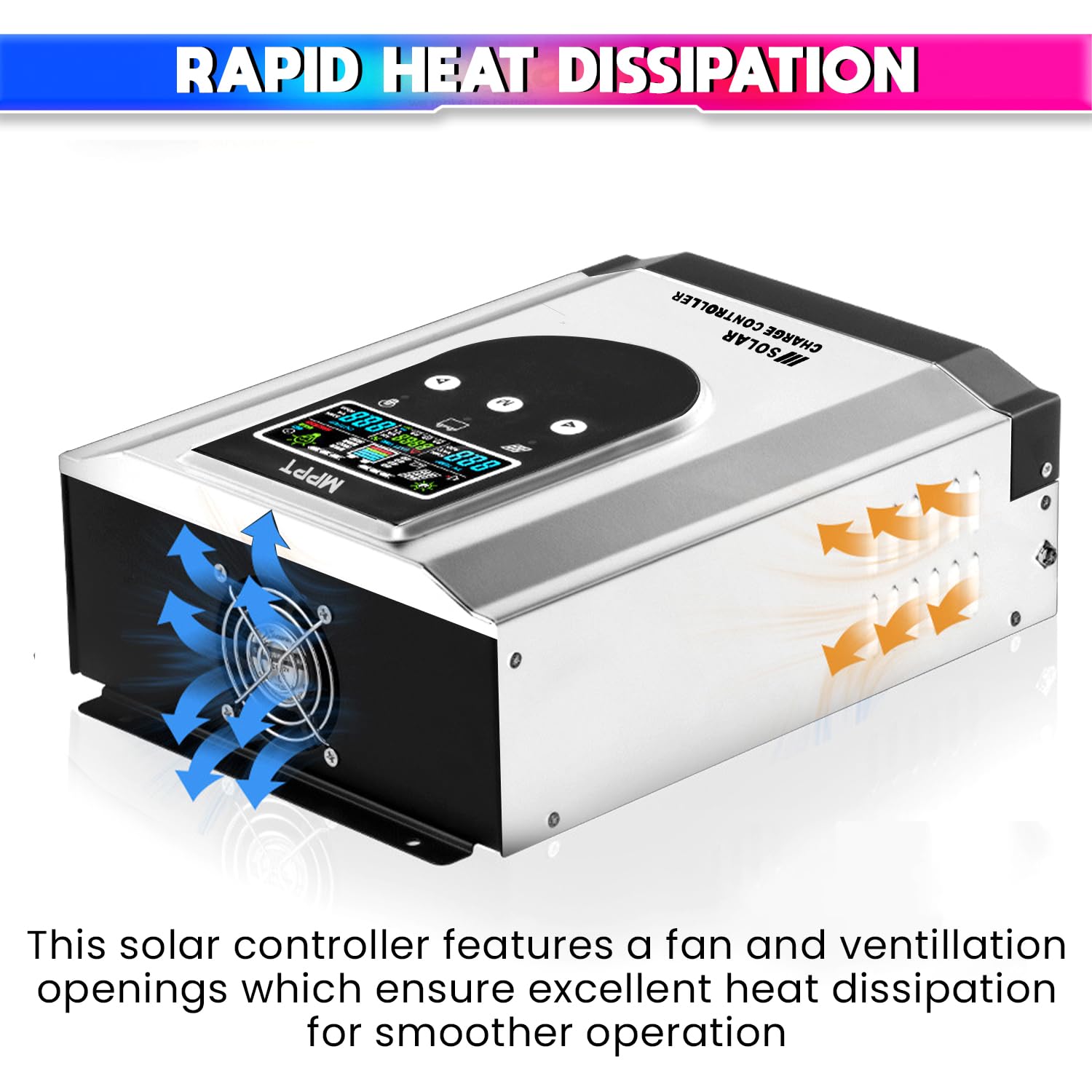 MPPT Solar Charge Controller, Intelligent Lithium Battery Regulator for Solar Panel with LCD Display (60A)