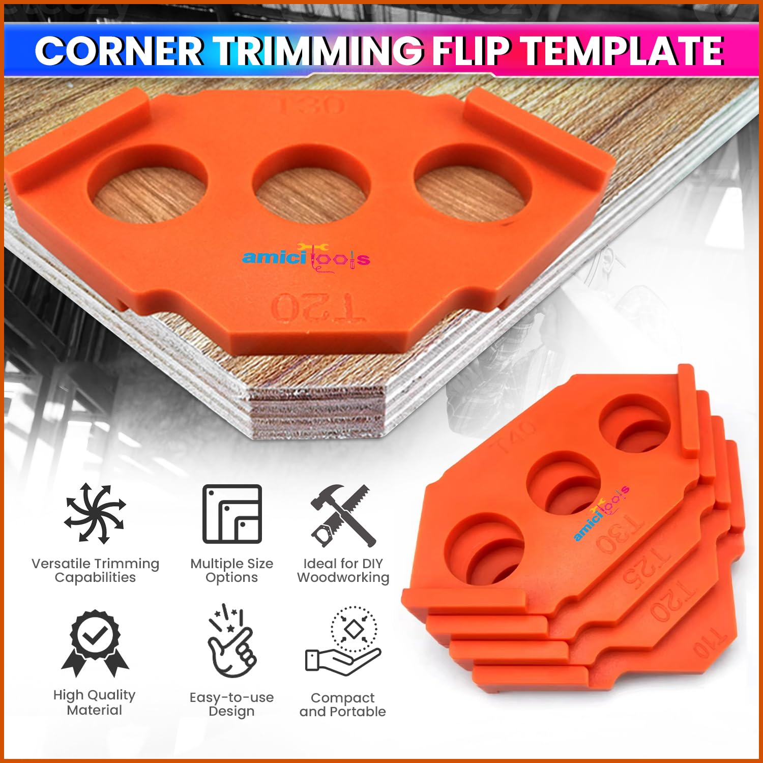 Woodworking Router Template Set– 4 Double-Sided Corner Radius & Straight Edge Jigs for Precision Wood Shaping amiciKart