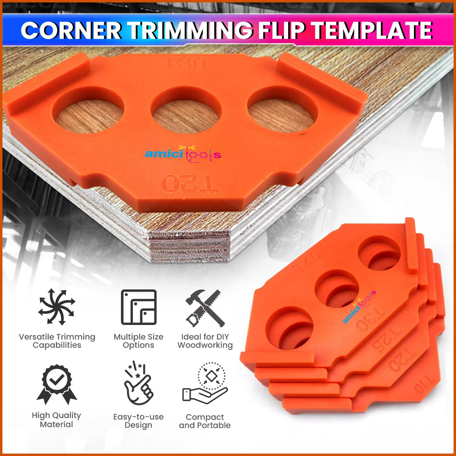 Woodworking Router Template Set– 4 Double-Sided Corner Radius & Straight Edge Jigs for Precision Wood Shaping amiciKart