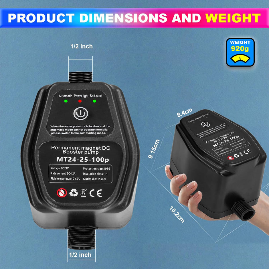 75W Water Powerful Booster Pump, 24VDC Automatic On/Off Switch (850LPH/20m)