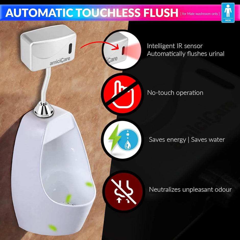 Automatic Urinal Flush Sensor, Touchless Flush Valve for Male Urinal with Infrared Sensor amiciKart