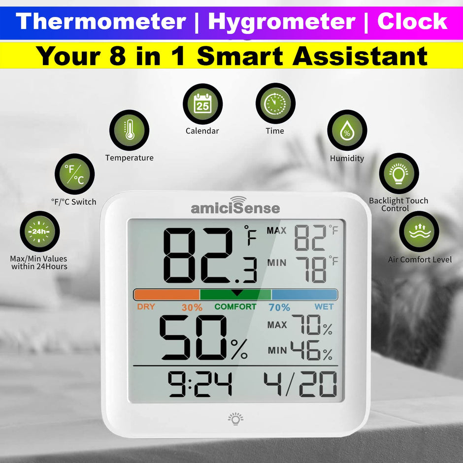AS-55 Weather Station Hygrometer Thermometer with Clock – Temp & Humidity Display (1 Pc)