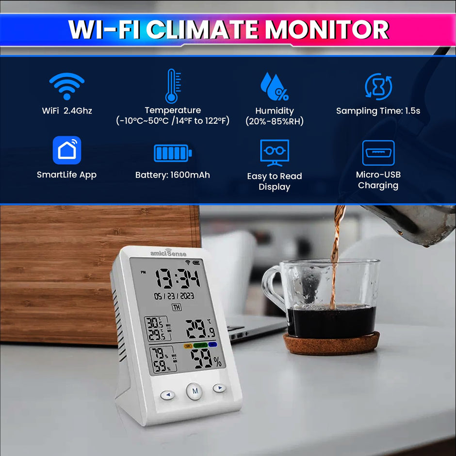 Digital Thermometer Hygrometer – Smart Temp & Humidity Monitor with Time & Date Display, Rechargeable Battery amiciKart c0tmiz-hs.myshopify.com