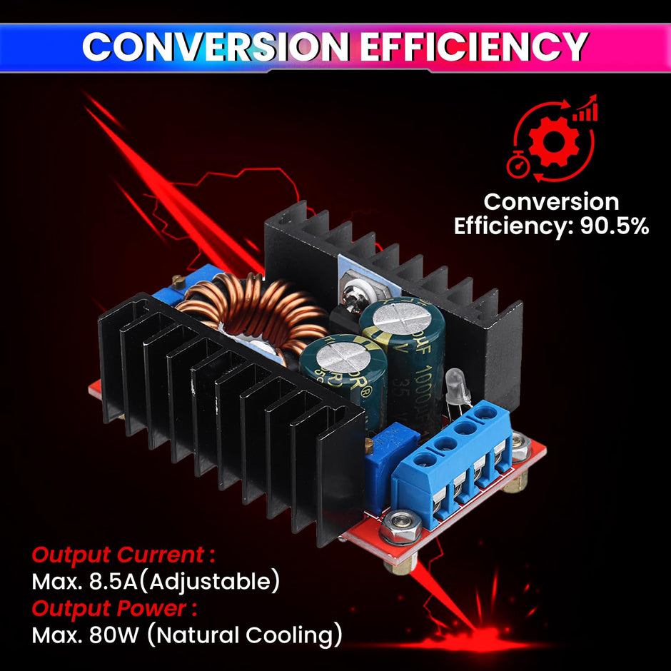 amiciSolar Buck-Boost Converter, DC 10-35V to 1-35V Adjustable Step-Up/Step-Down Power Module, 8.5A Max, 80W High-Efficiency Voltage Regulator