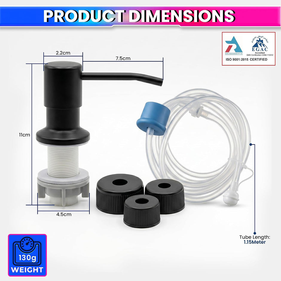 Kitchen Sink Soap Dispenser Built-in Countertop S.S Steel Dispenser Pump ( Black)
