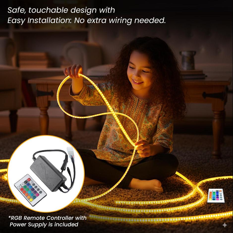 Warm White 40m LED Rope Light with Flexible & Adjustable Decorative Lighting Strip for Home Or Festive Décor (120 LEDs/m) amiciKart c0tmiz-hs.myshopify.com