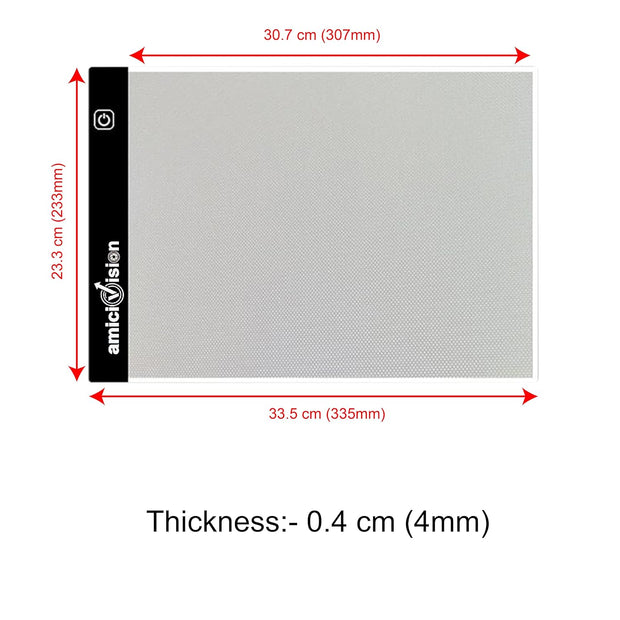LED Lighted Tracing Board A4 Size Drawing Board with Brightness Controlled Touch Button