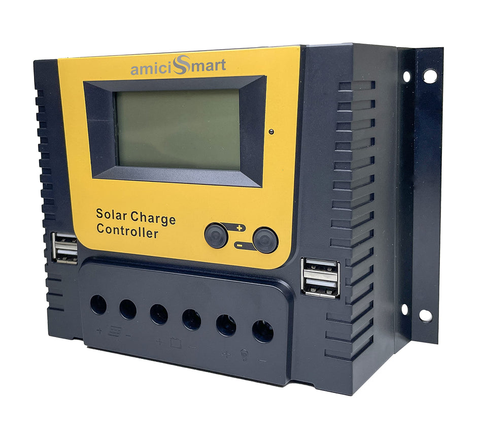Solar Charge Controller, 4-Stage Intelligent Lithium Battery Regulator for Solar Panel with LCD Display & USB Port amiciKart c0tmiz-hs.myshopify.com