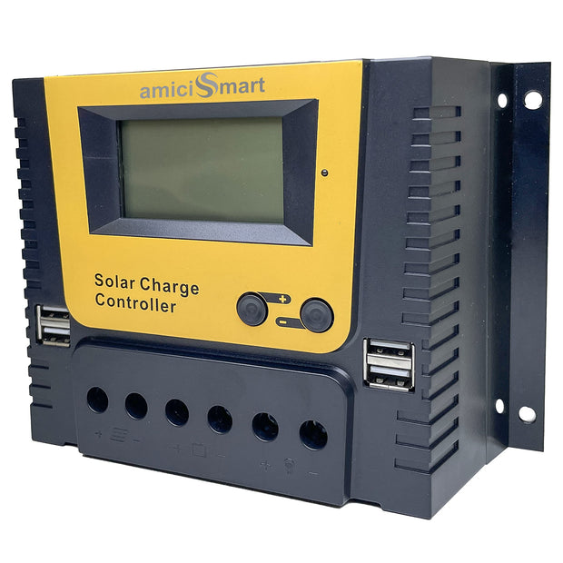 Solar Charge Controller, 4-Stage Intelligent Lithium Battery Regulator for Solar Panel with LCD Display & USB Port amiciKart c0tmiz-hs.myshopify.com