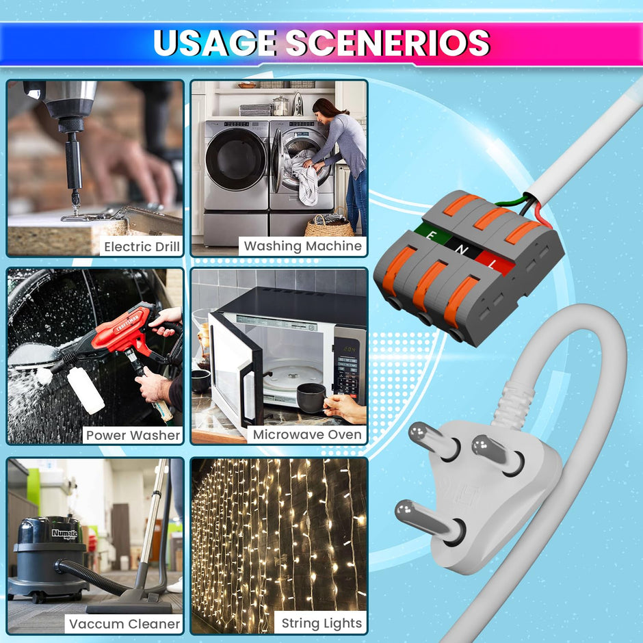 Secure Connect Plug Top with Color Coded Wire Connector (16Amp, 230 VAC)