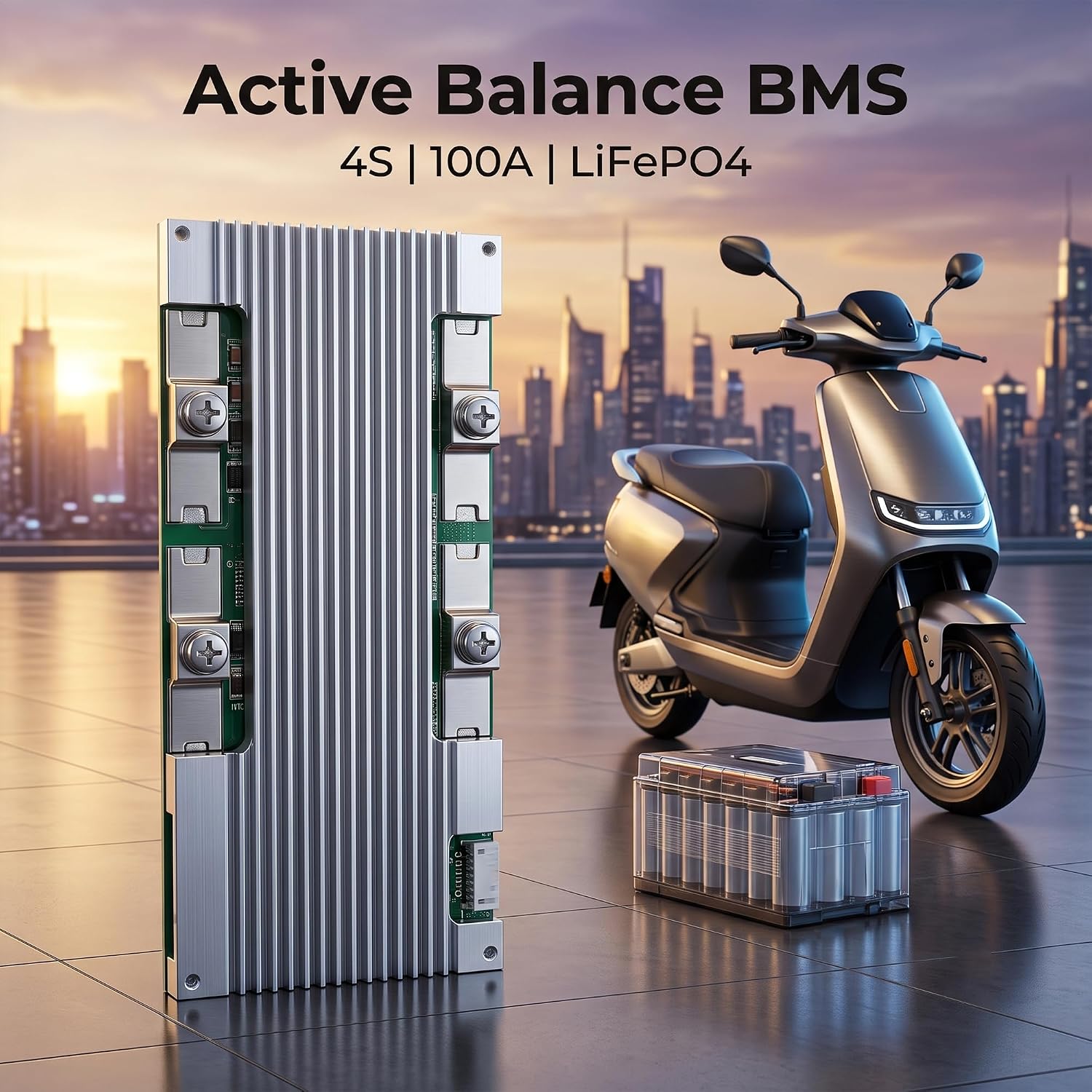4S 12V 100A BMS for LiFePO4 Battery with 1A Active Balancer