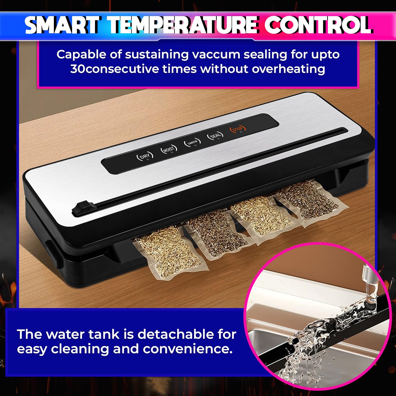 Vacuum Sealing Machine. 60kPa Automatic Food Packing with 20Pc Sealing Bags amiciKart c0tmiz-hs.myshopify.com