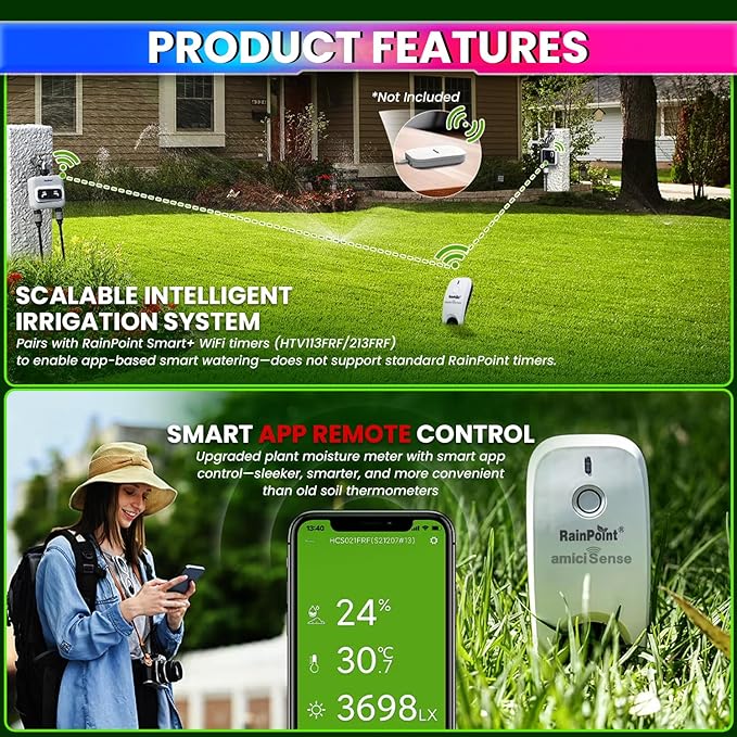 3-in-1 Soil Moisture, Temperature & Light Sensor | WiFi Soil Monitor for Garden & Greenhouse