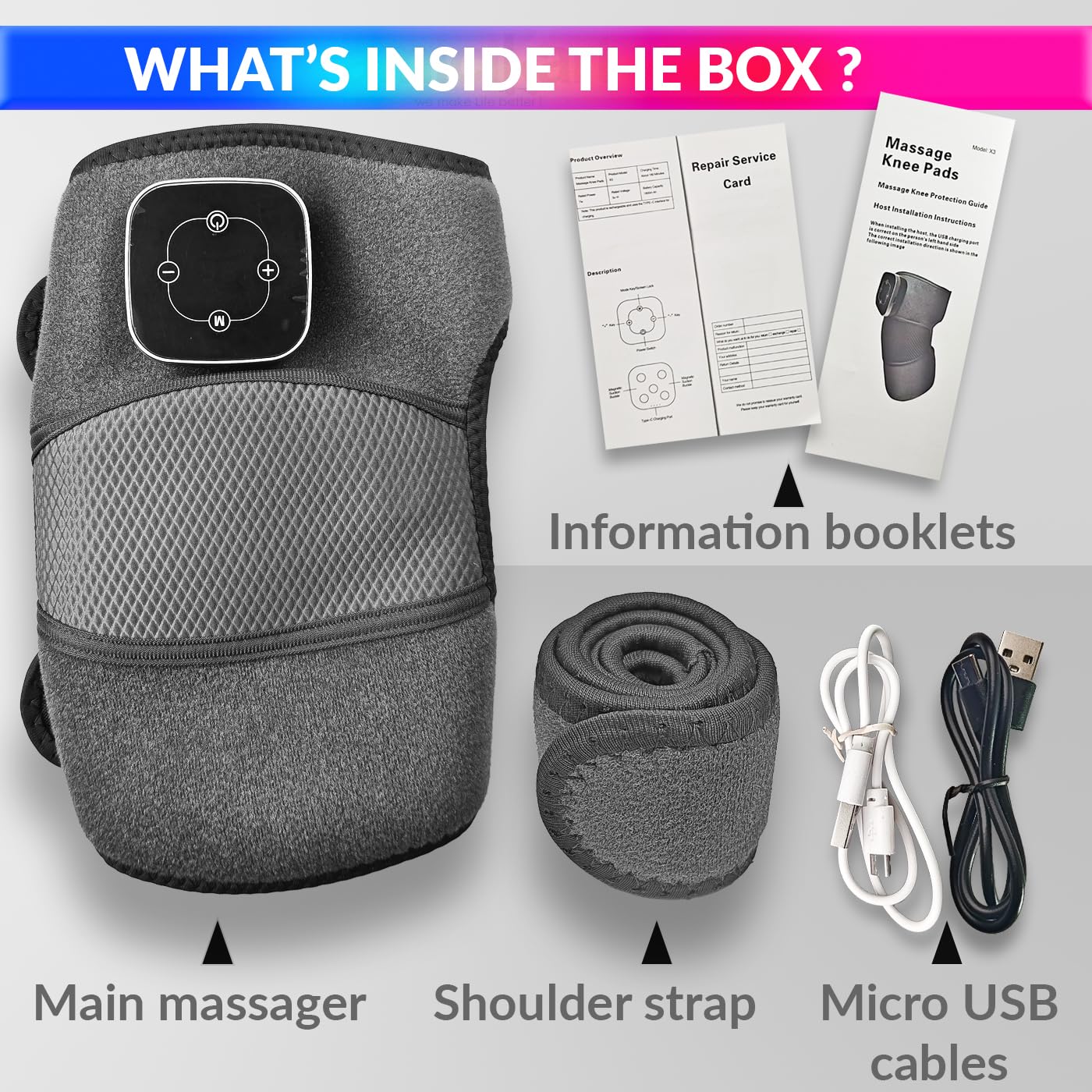 USB Rechargeable 3 in 1 Knee Massager, Hot Compress Knee/Elbow/Shoulder Massager amiciKart c0tmiz-hs.myshopify.com