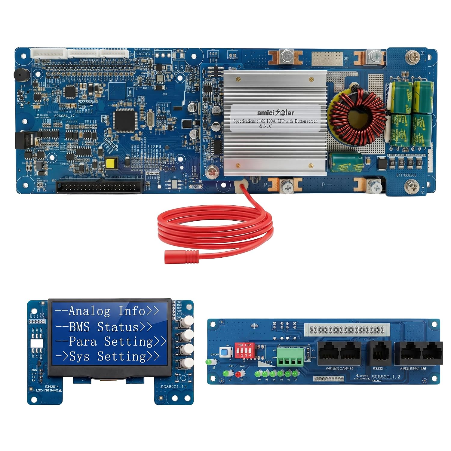 7S–16S 100A Smart BMS for LiFePO4 Battery Pack |  Solar Energy Storage Battery Management System