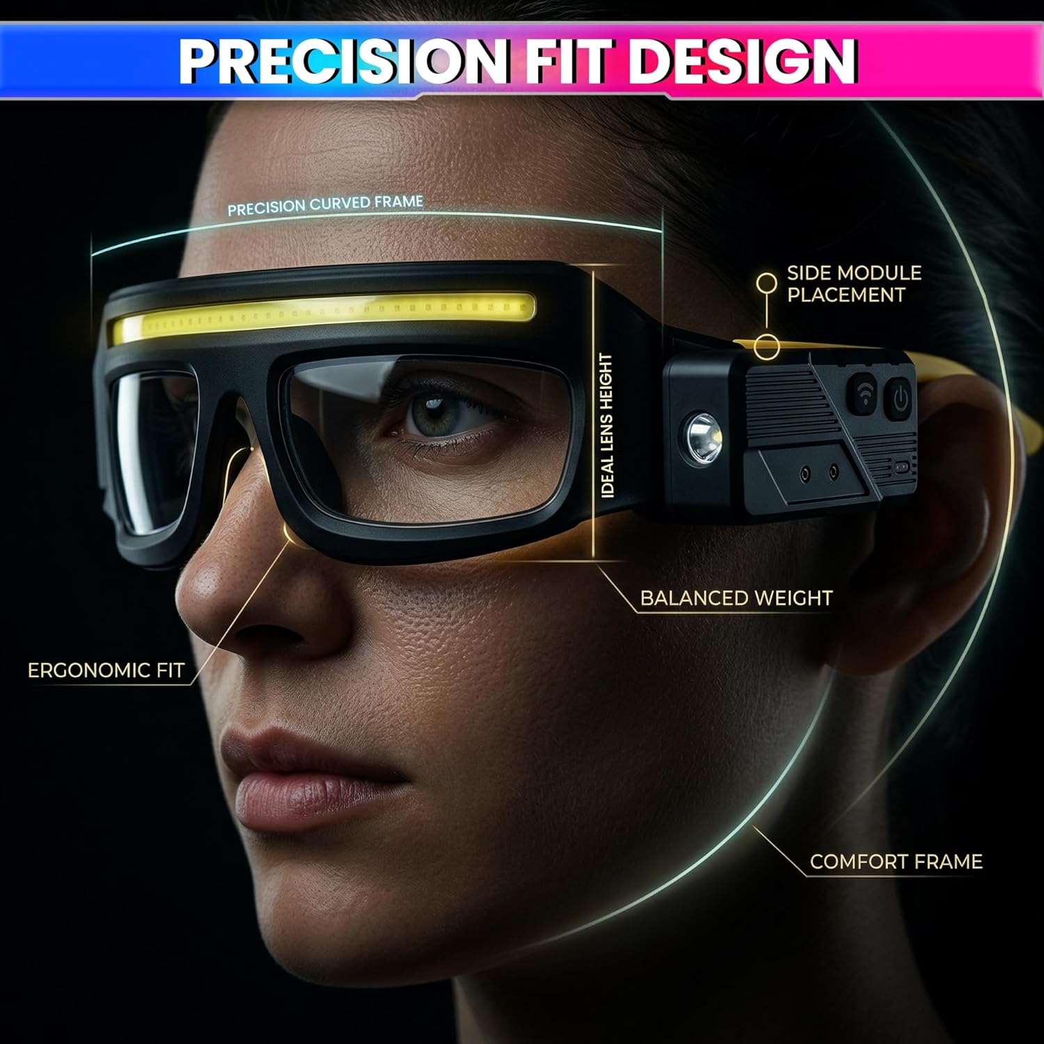 LED Safety Glasses with Dual Light (COB + Spotlight) | Motion Sensor Hands-Free Work Goggles