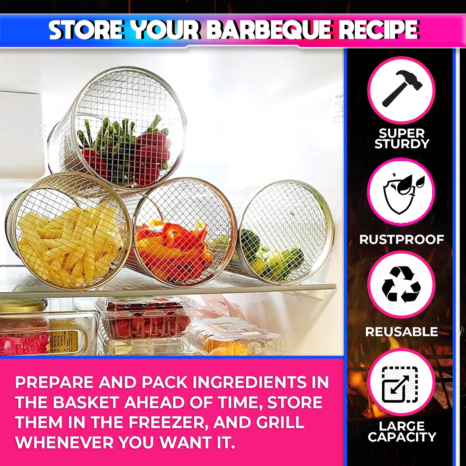 Stainless Steel Rolling Grill Basket: Convenient BBQ Accessory for Perfectly Grilled Foods amiciKart c0tmiz-hs.myshopify.com