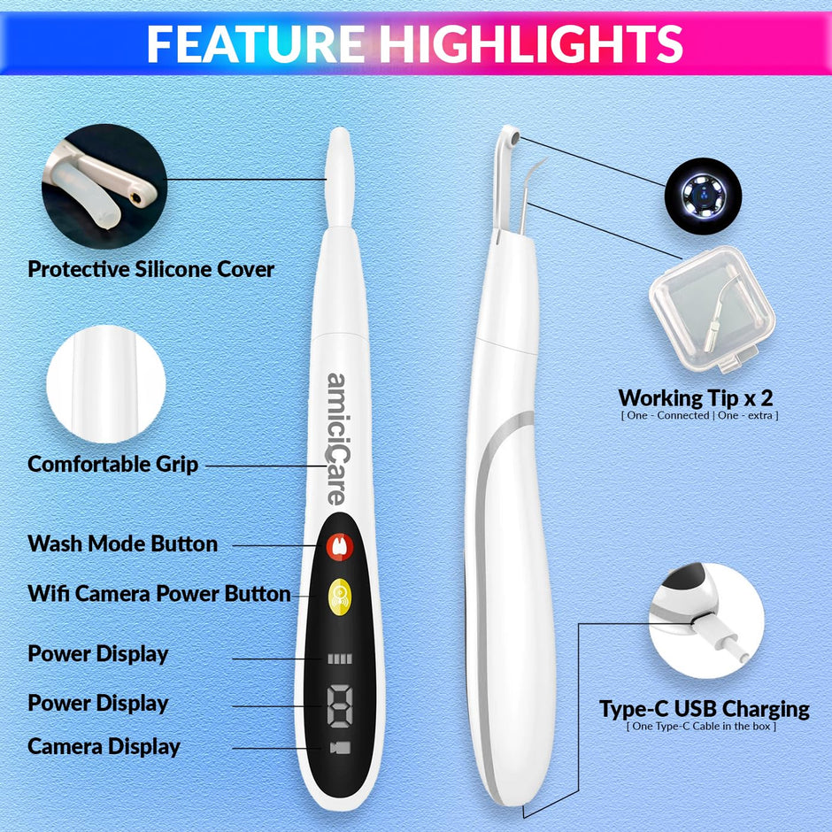 Ultrasonic Tooth Cleaning Tool, Wireless Calculus/Tartar/Stains Cleaner with Mobile Connectivity