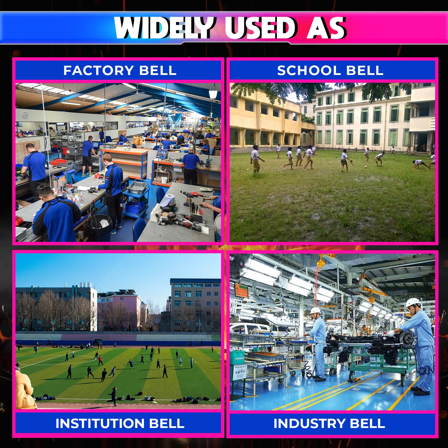 Automatic School Bell 120dB with Weekly Timer, 40 Programs & 1–99s Ring, 220V amiciKart