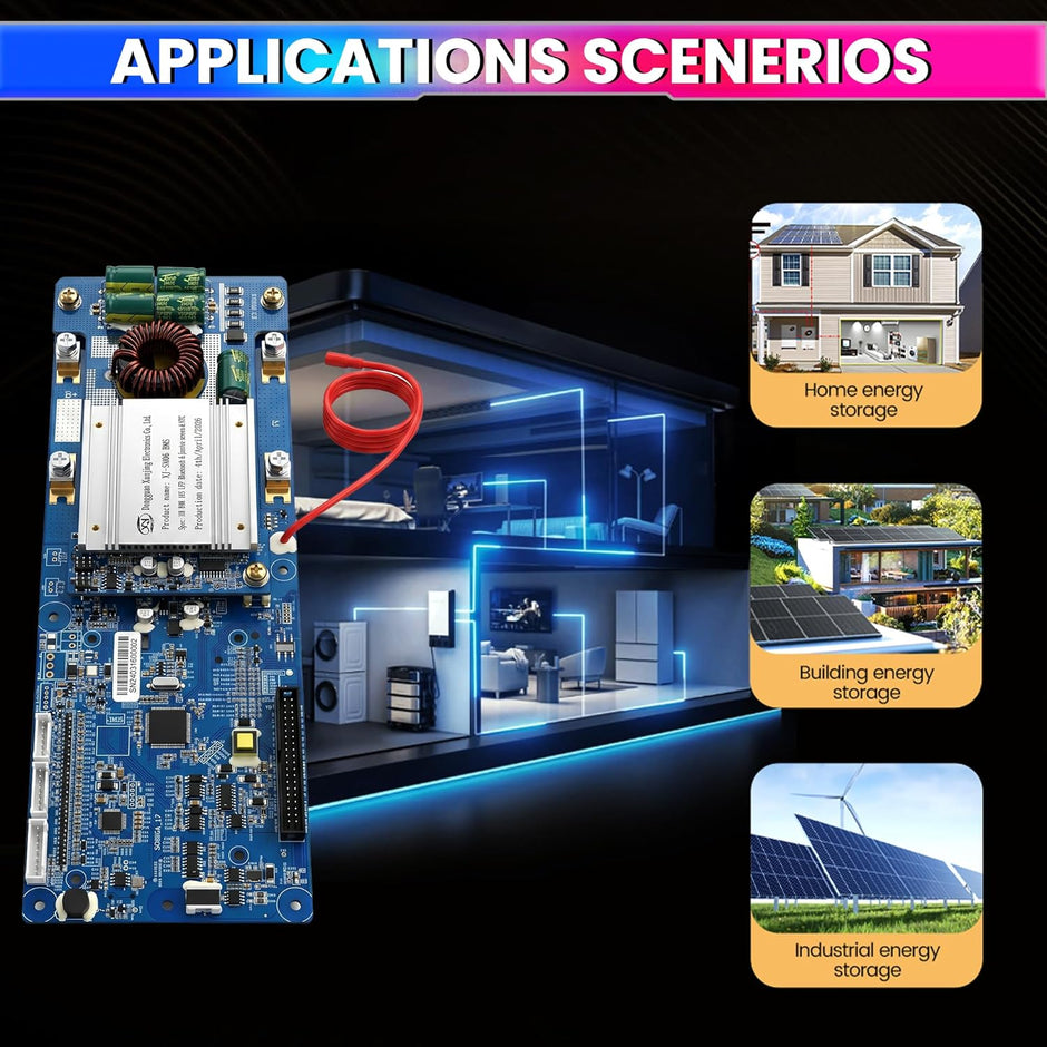 7S–16S 100A Smart BMS for LiFePO4 Battery Pack |  Solar Energy Storage Battery Management System