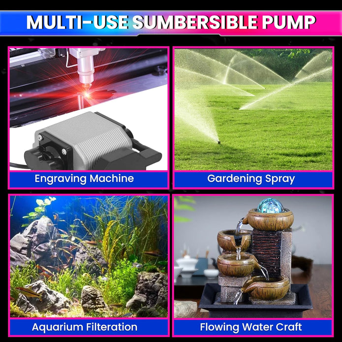 10W Submersible Water Pump – 12V DC Brushless Motor, 500 LPH Flow Rate, 3.3m Lift Height & Silent Operation