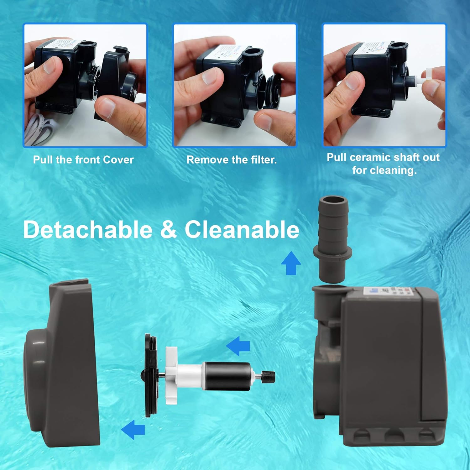 Submersible Pump with 80cm Water Lift and 400L/H Flow (Black, 9W)