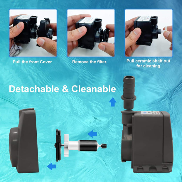Submersible Pump with 80cm Water Lift and 400L/H Flow (Black, 9W)
