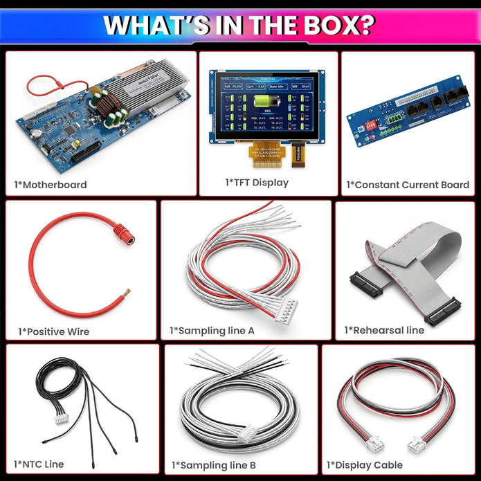 7S–16S 200A Smart BMS for LiFePO4 Battery Pack with HD TFT Display