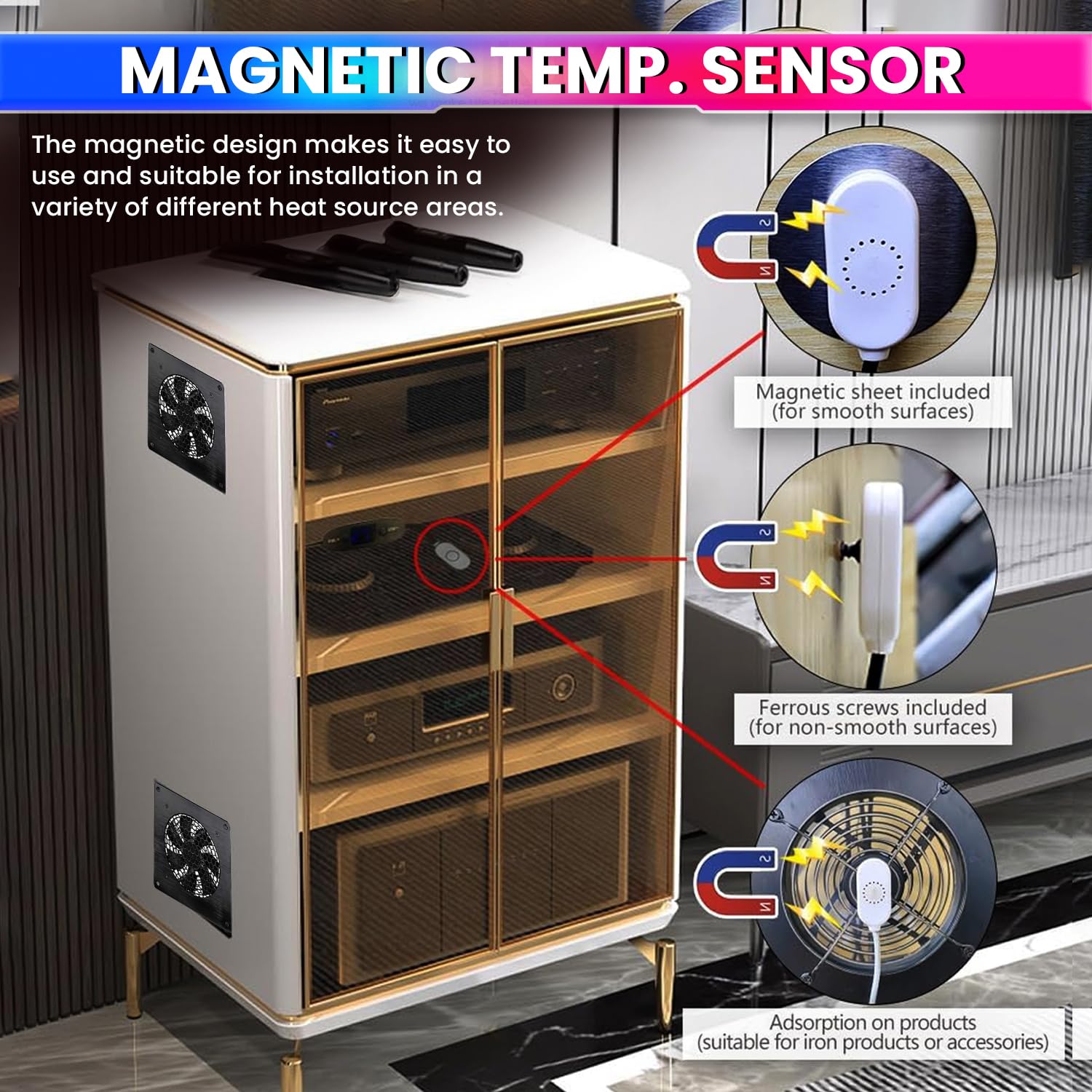 Speed Control Cooling Fan with Thermostat 120mm High CFM Ventilation Auto Temperature Control 0–60°C