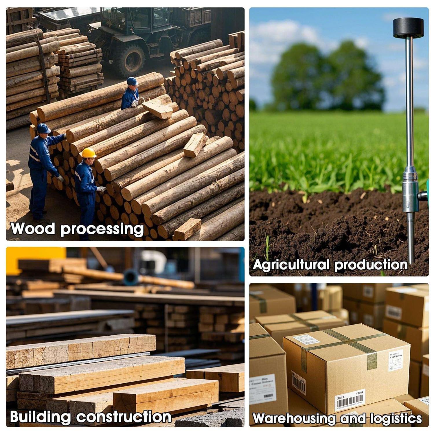 Digital Moisture Meter with LED Indicators & Flashlight Multifunctional Hygrometer with Audible Alarm & Rechargeable Battery