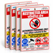 Restricted Area Safety Sign Board, English & Hindi  CCTV Warning | No Photography Wall Hanging Sign, Pack of 4
