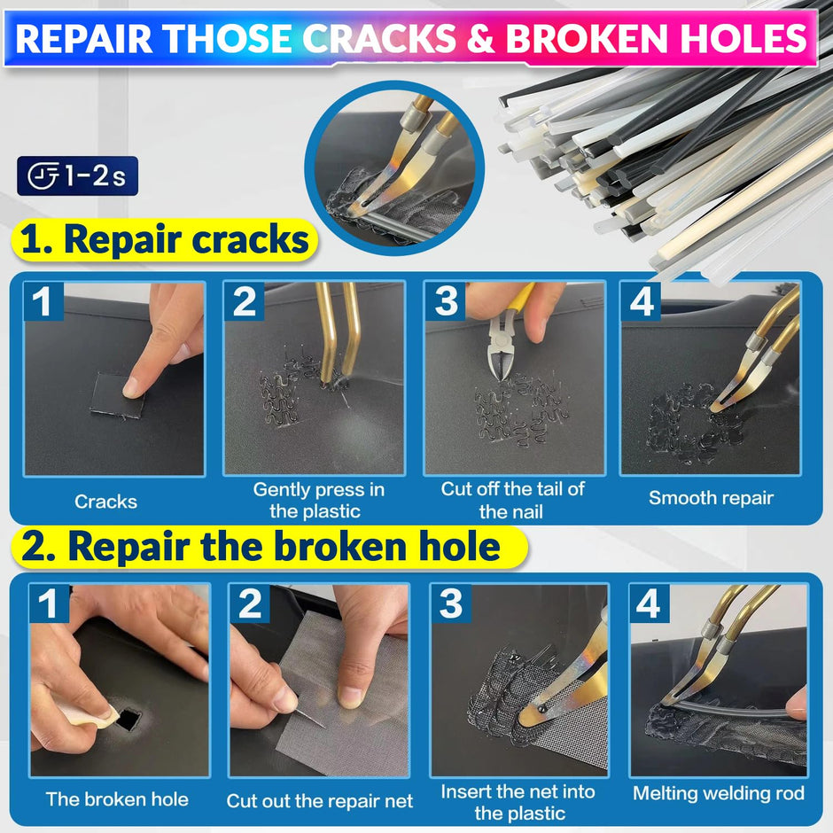 200W Plastic Welder Tool for Quick Fixes & Durable Repairs |1200pcs Staples,56pcs Rods amiciKart c0tmiz-hs.myshopify.com