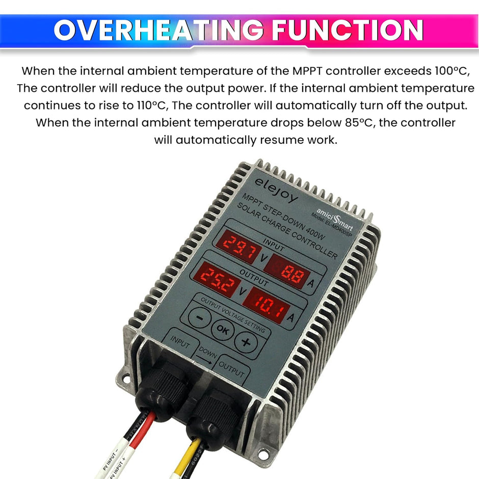 400W MPPT Solar Charge Controller with Step-Down Module, Weatherproof, 97% Efficiency amiciKart c0tmiz-hs.myshopify.com