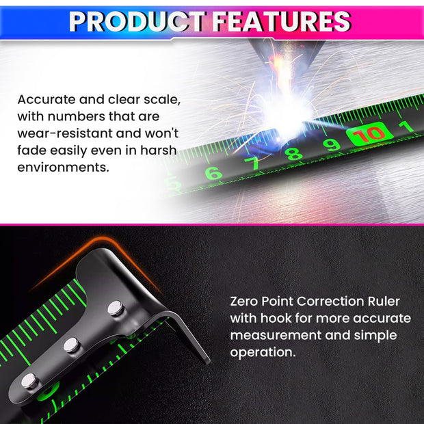 10m Dual-Unit Measuring Tape in cm & Feet with Auto-Lock & Smooth Retraction Heavy Duty Unbreakable ABS Case with Belt Clip