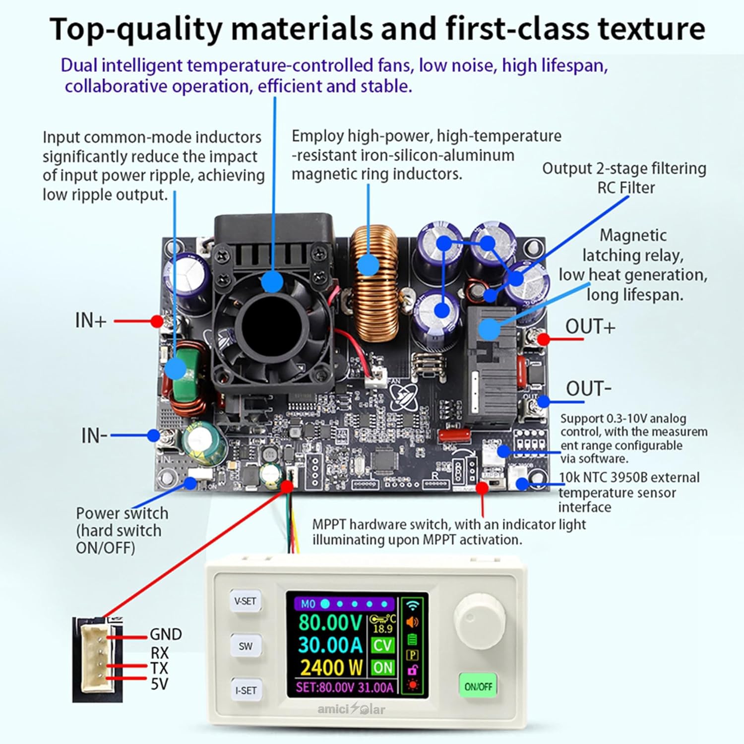 XY8030S 2400W 80V 30A DC Power Supply Module with LCD & MPP