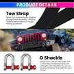 Heavy-Duty Tow Strap 4m Length, High-Strength Nylon Recovery Strap with Reinforced Loops amiciKart
