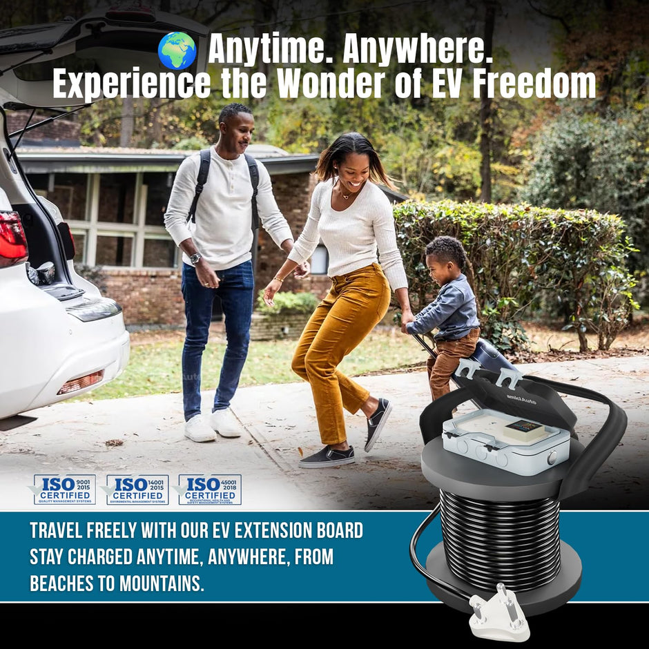 EV Charging Extension Board 6-in-1 Energy Monitoring Meter with Heavy-Duty Cable, IP66 Waterproof & 16A Plug