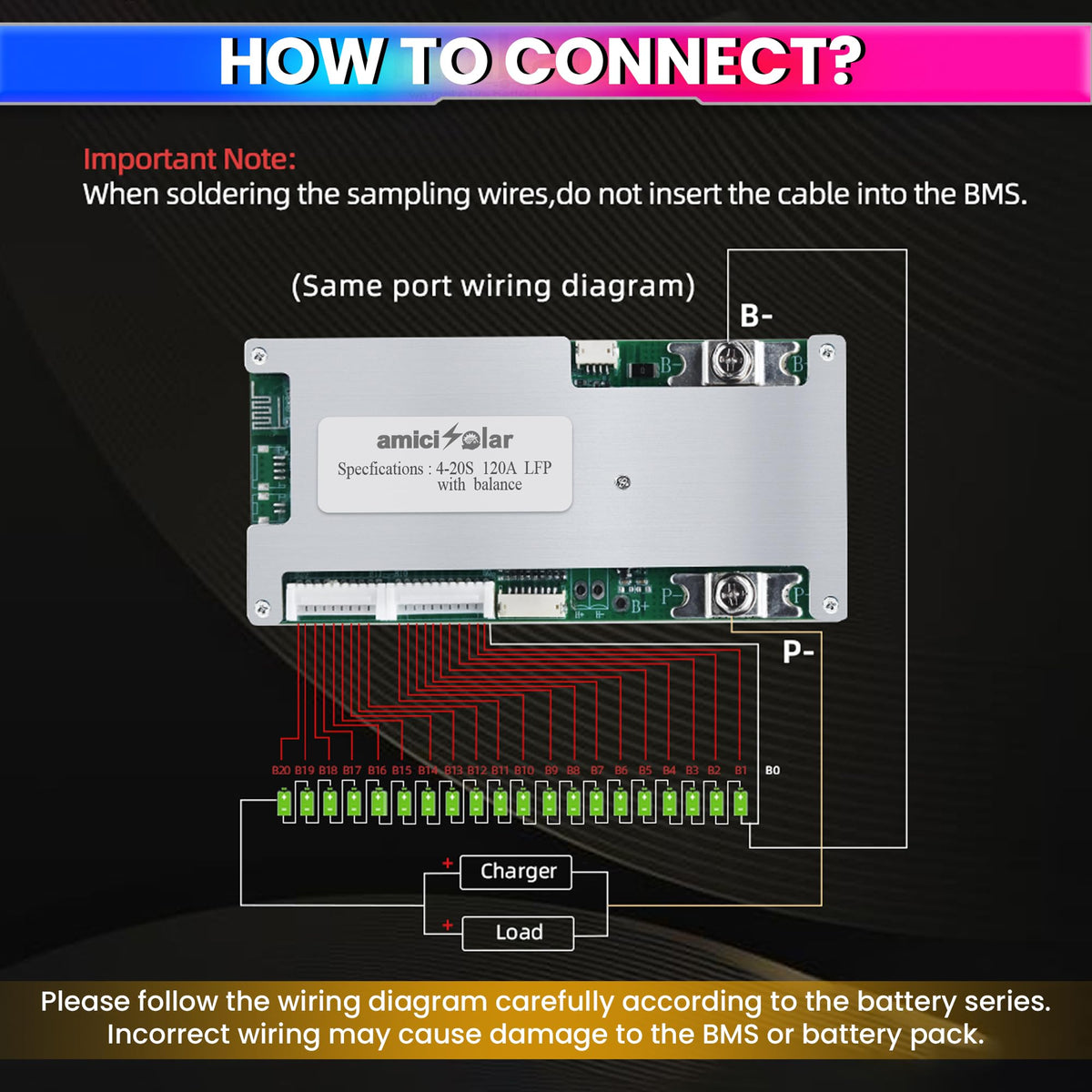 4S–20S 120A Smart BMS for LiFePO4 Battery Pack |  Cell Balancing with NTC Protection