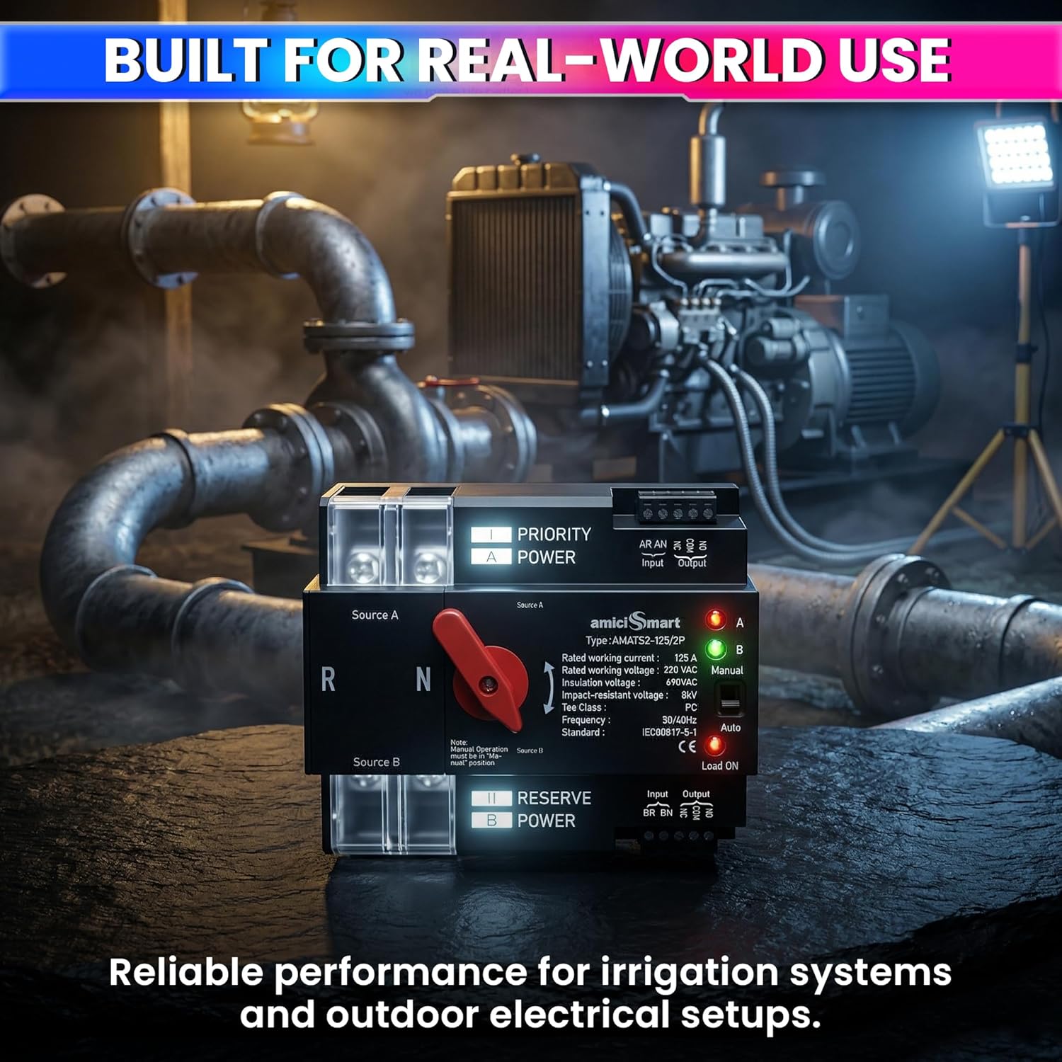 125A Dual Power Automatic Transfer Switch – Auto/Manual Mode, 8ms Response, 220V AC Changeover Switch