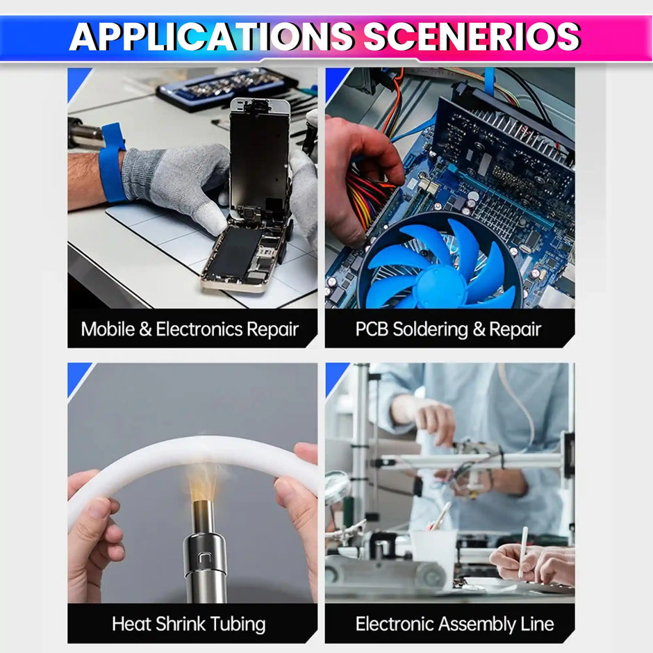 550W Hot Air Gun with PID Temperature Control 20-Level Adjustable Airflow Auto-Cooling Soldering, PCB Repair & Heat-Shrink