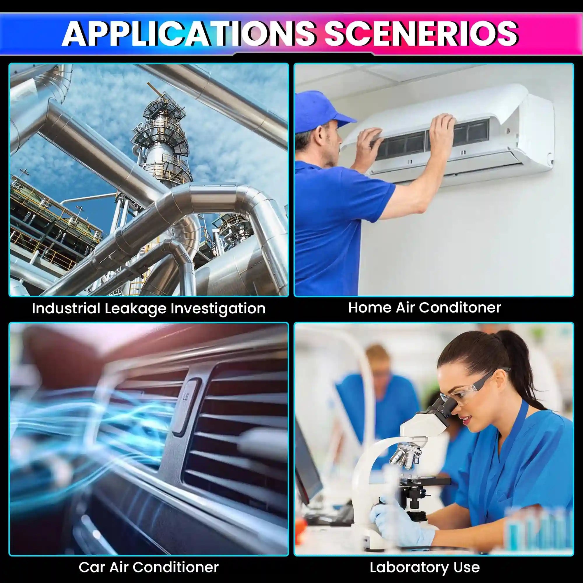 HVAC Refrigerant Leak Detector Freon Gas Sniffer for R134a, R410A, R22, R32, R1234yf Halogen Gas Leak Tester for Car AC, Refrigeration