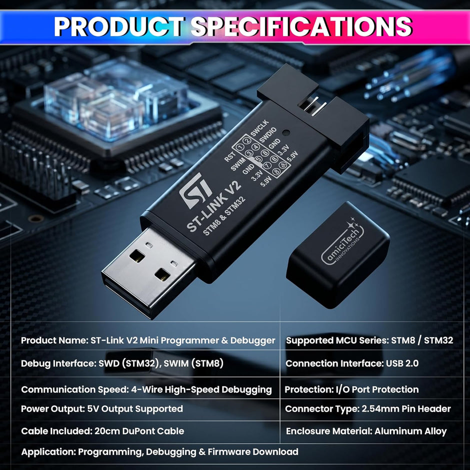 ST-Link V2 Mini STM8/STM32 Programmer & Debugger with SWD/SWIM for STM32 Development