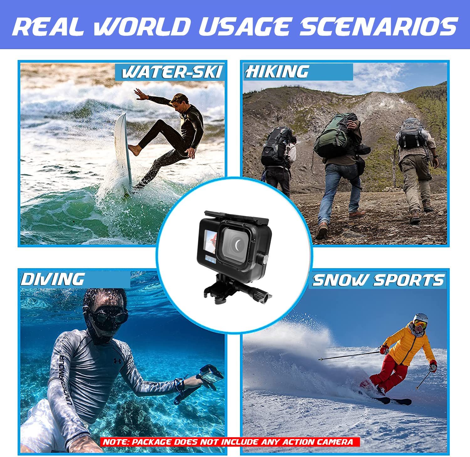 Waterproof Case Compatible for GoPro Hero 10 Hero 9, 50M Water Protective Cover for Action Camera amiciKart