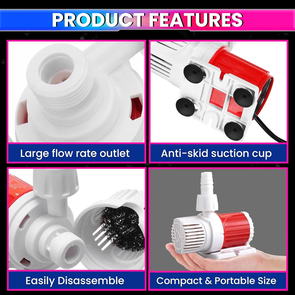 10W Submersible Pump, 12V DC Brushless Motor (500LPH/ 3.3m)