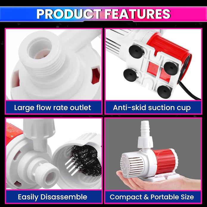 10W Submersible Water Pump – 12V DC Brushless Motor, 500 LPH Flow Rate, 3.3m Lift Height & Silent Operation
