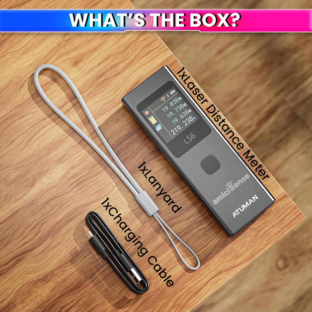 3-in-1 Laser Distance Meter –19 Modes, Area/Volume,Type-C Rechargeable With Auto-Off & Color Display amiciKart