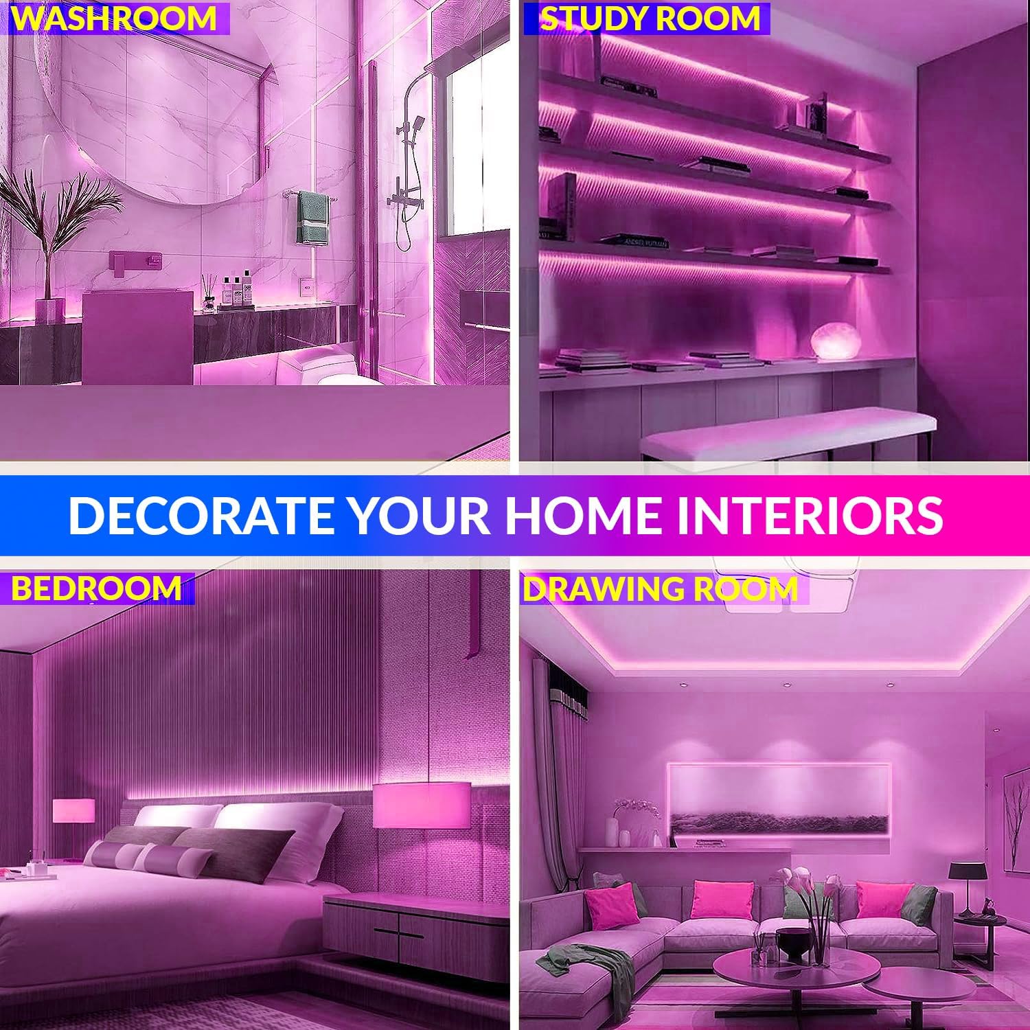 Pink 5M LED Strip Light Flexible Waterproof Decorative String For Diwali, Christmas or Home Décor