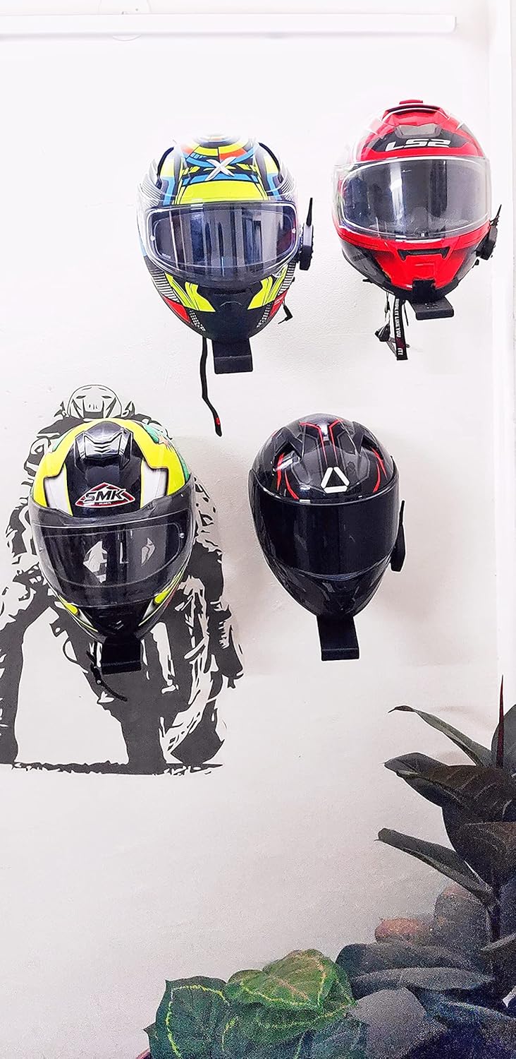 Motorcycle Helmet Stand, Wall Mounted Mild Steel Powder Coated Helmet Holder