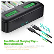 EBL LCD Universal Battery Charger - 8 Bay AA AAA C D Battery Charger for Rechargeable Batteries with 2A USB Port, Type C Input, Fast Battery Charger
